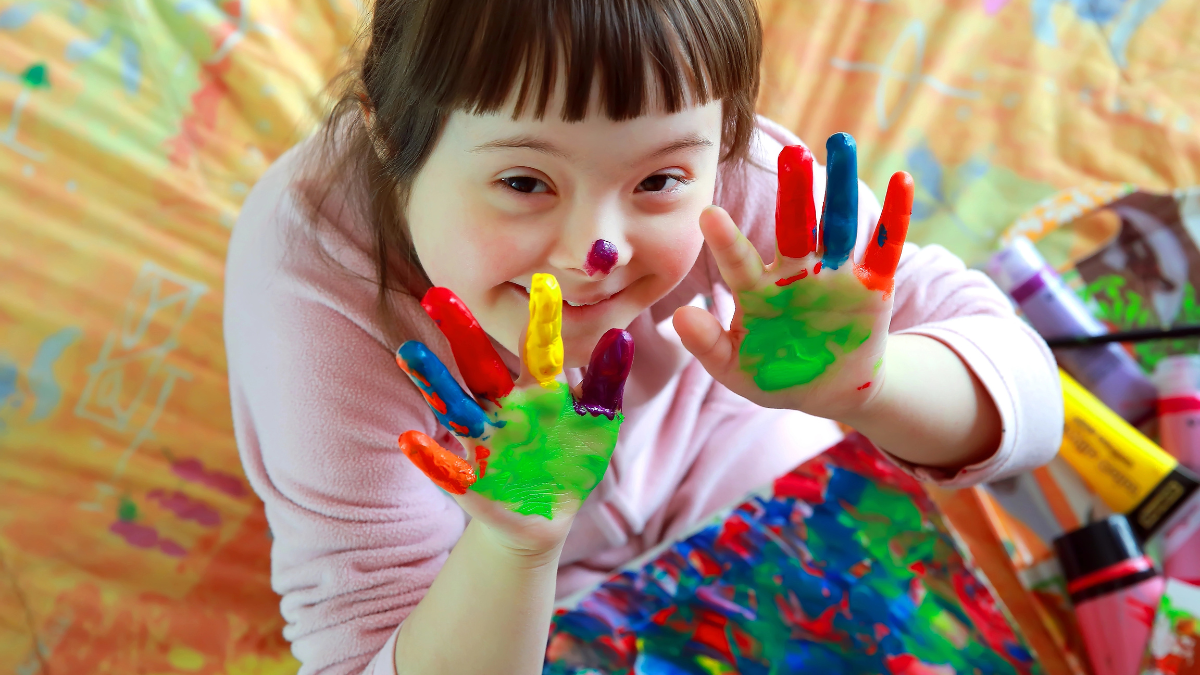 child with paint