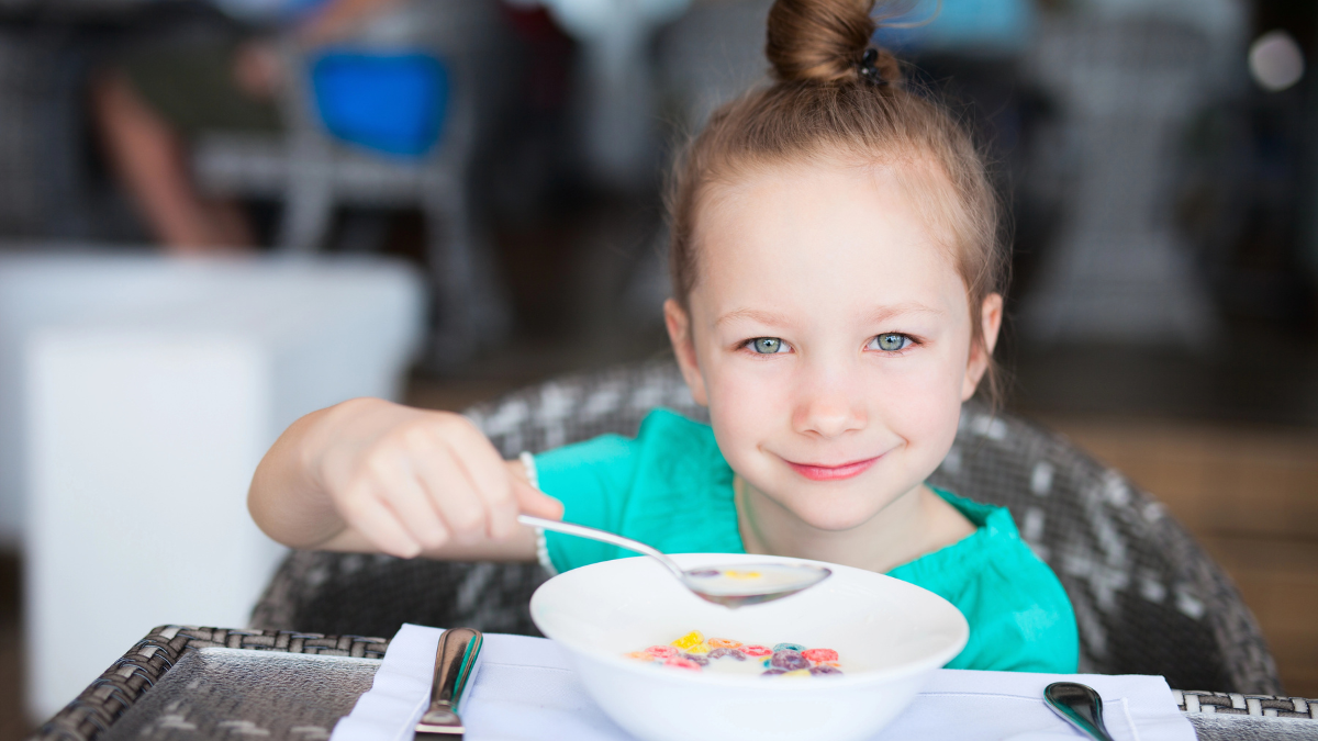 girl eating cereal