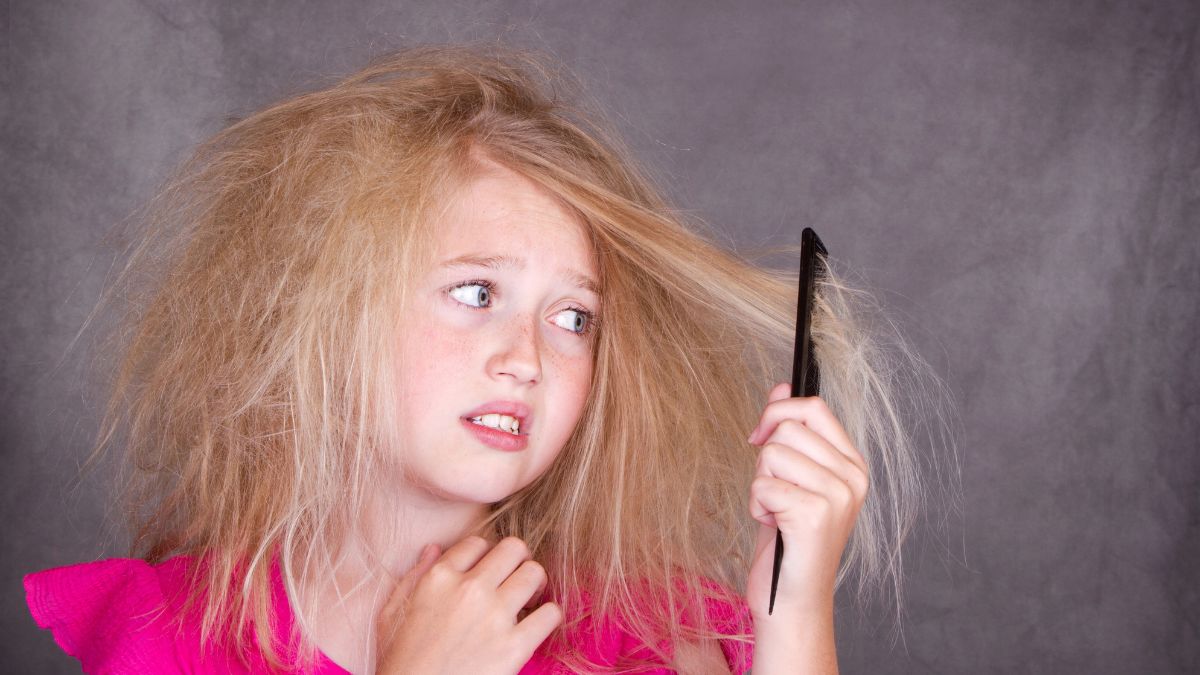 girl with big damaged hair