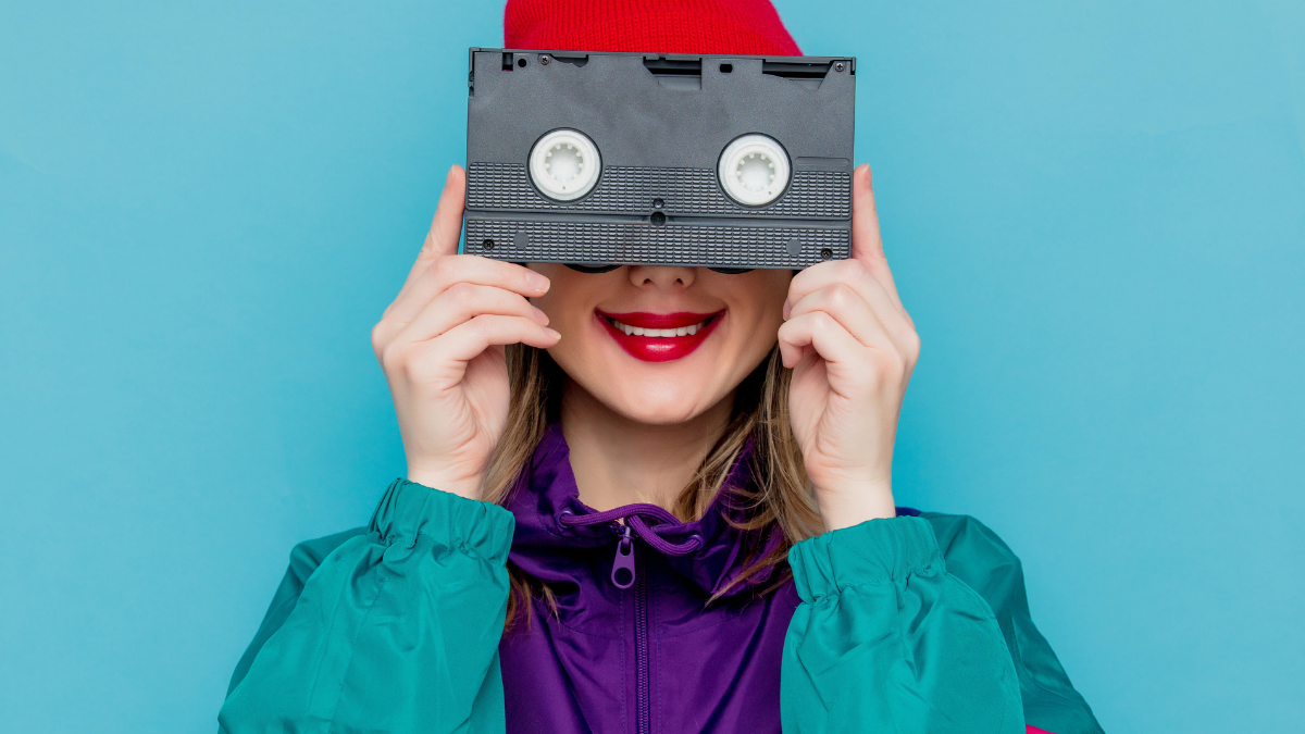 girl with tape in front of face