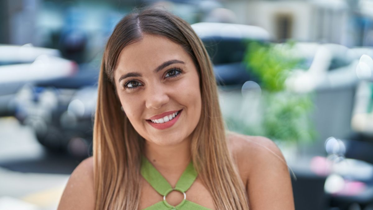 happy woman outside