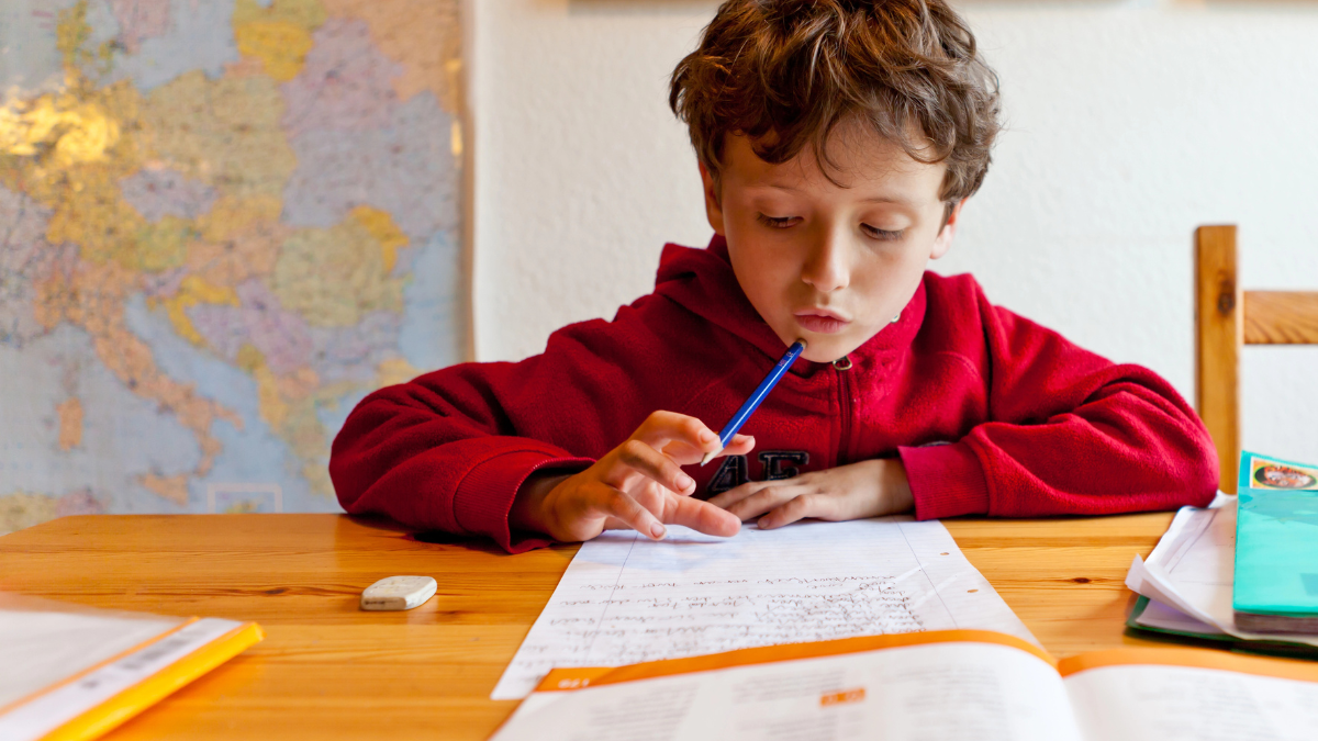 kid doing homework