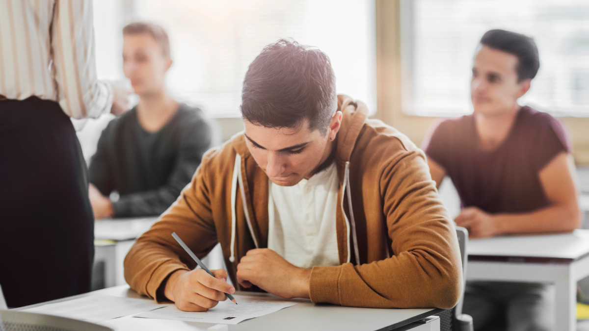 kids taking exam