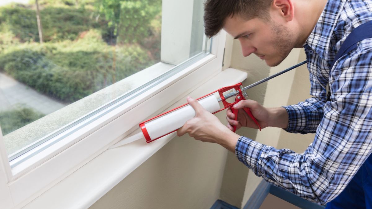man fixing window