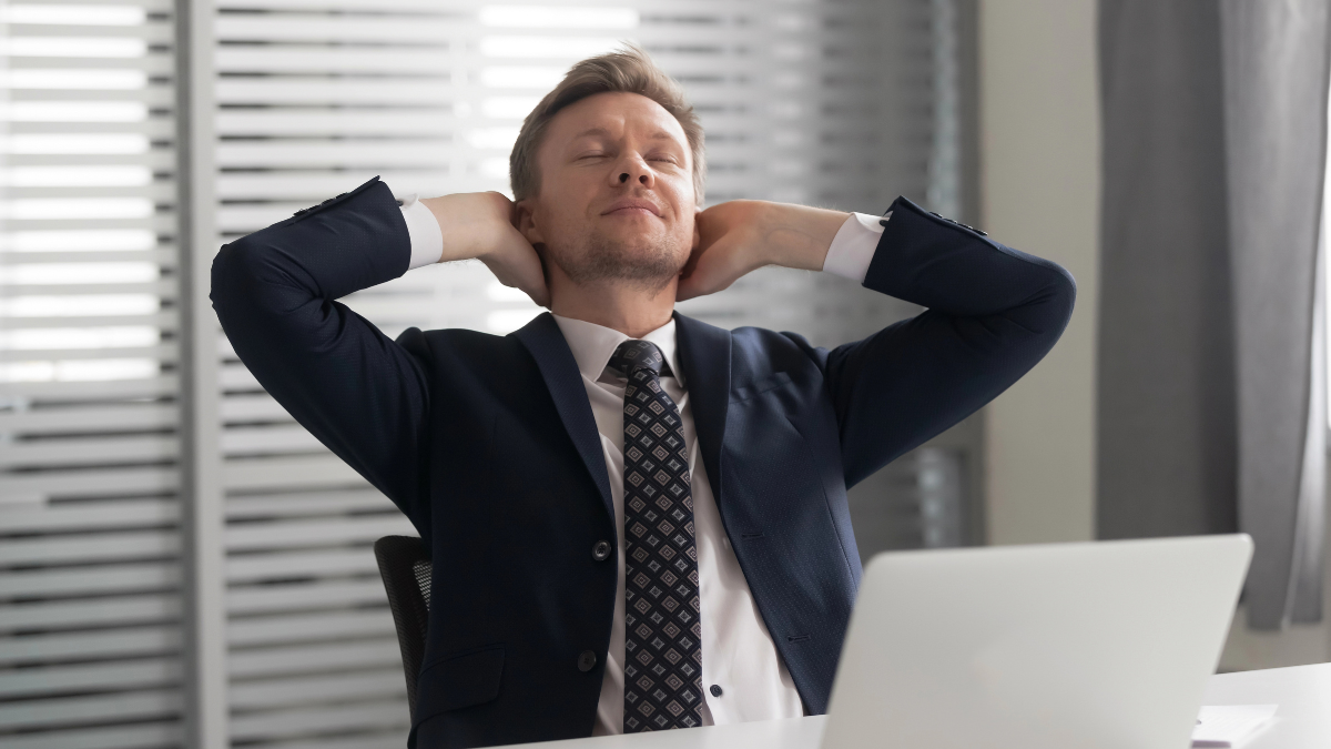 man relaxed at work