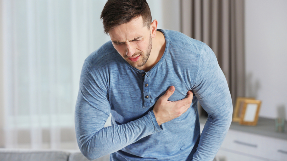 man with chest pain