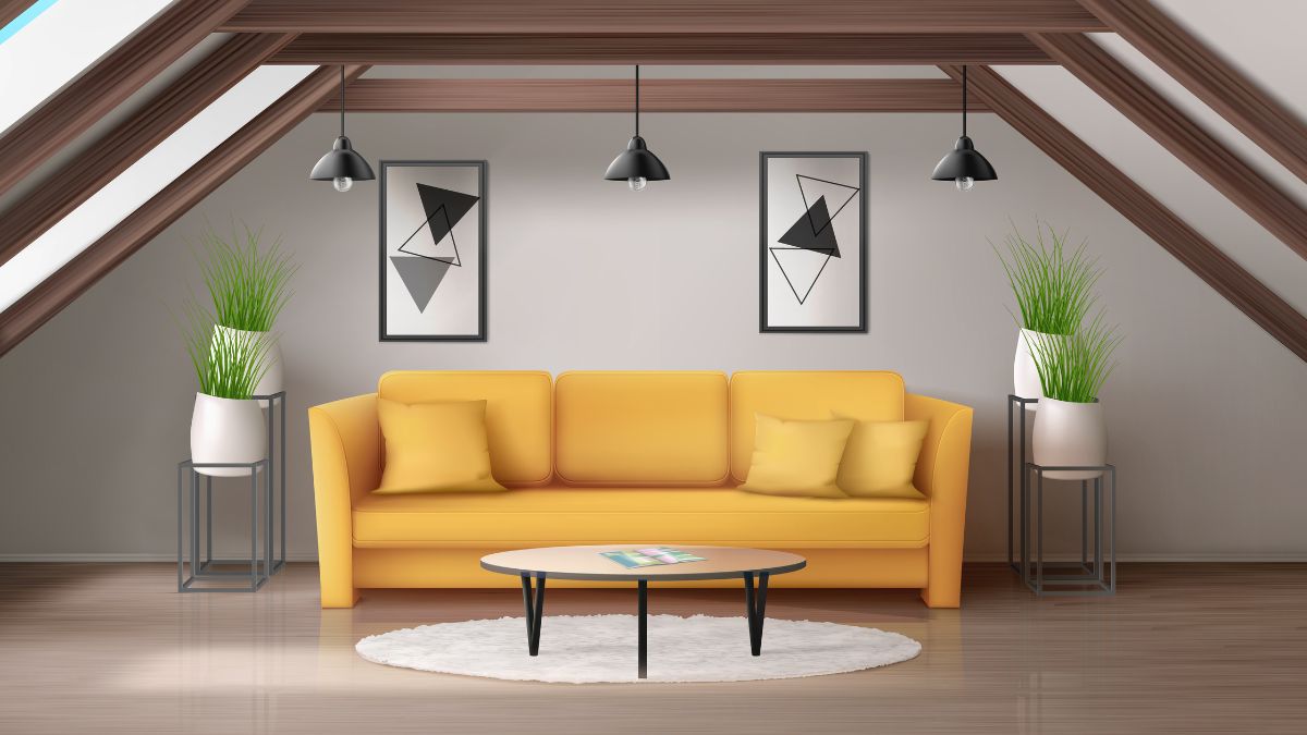 small living room yellow couch