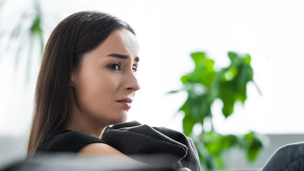 stressed woman looking upset
