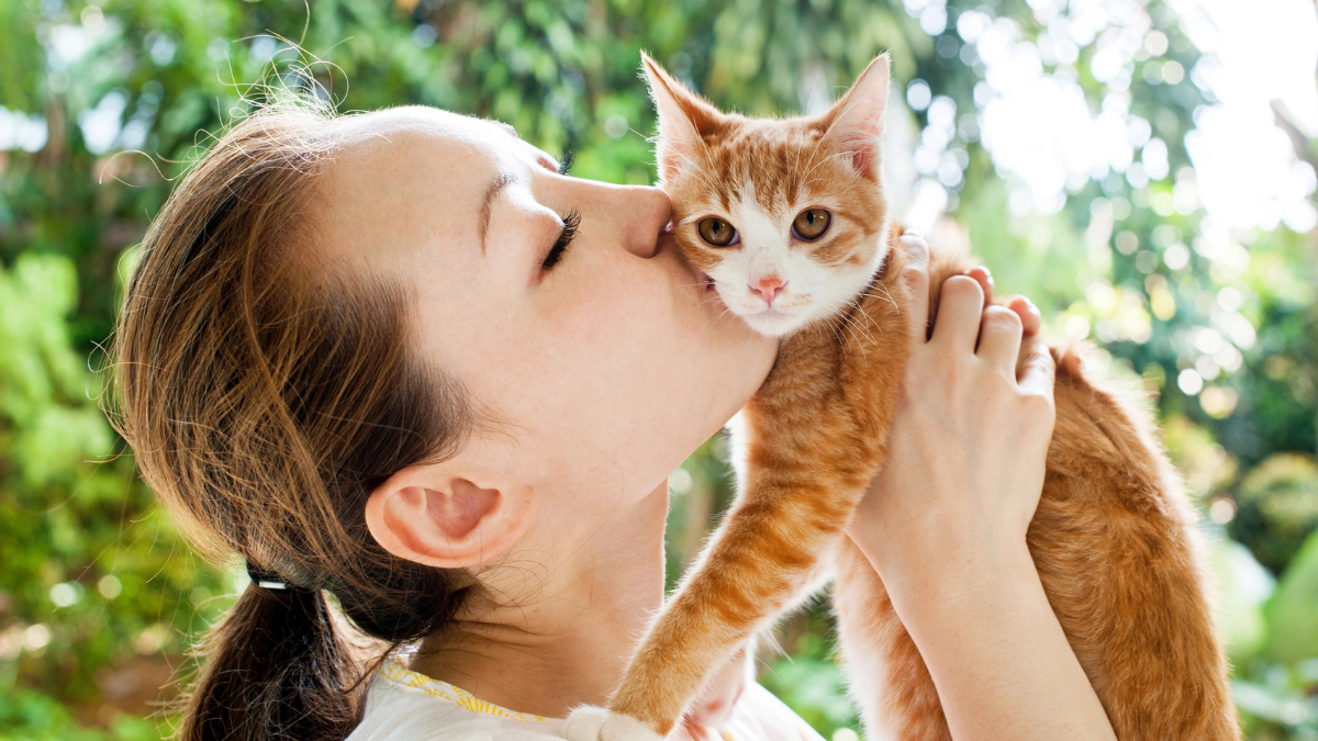 woman and cat