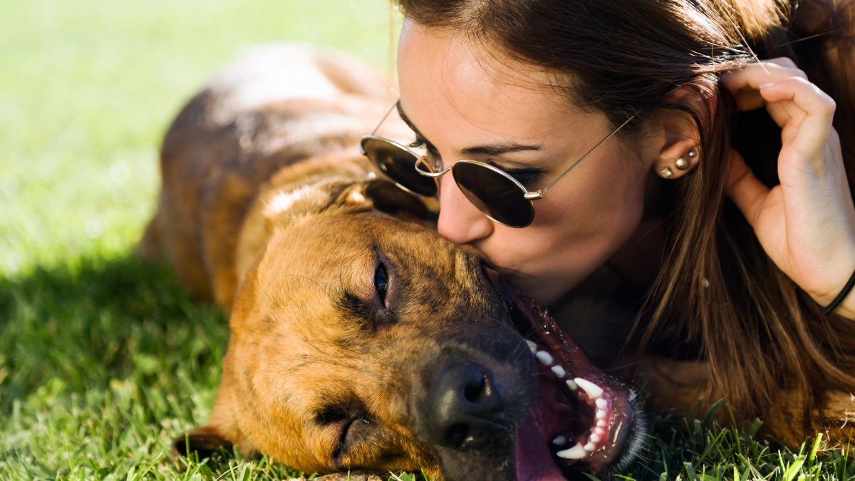 woman and dog