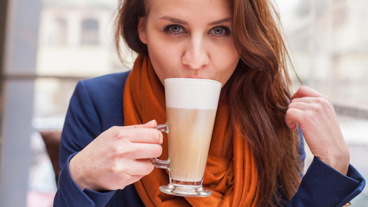 woman drinking coffee