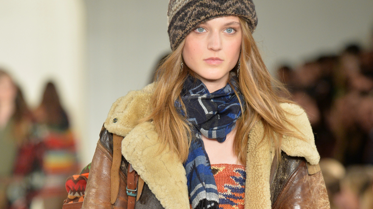 woman in shearling coat