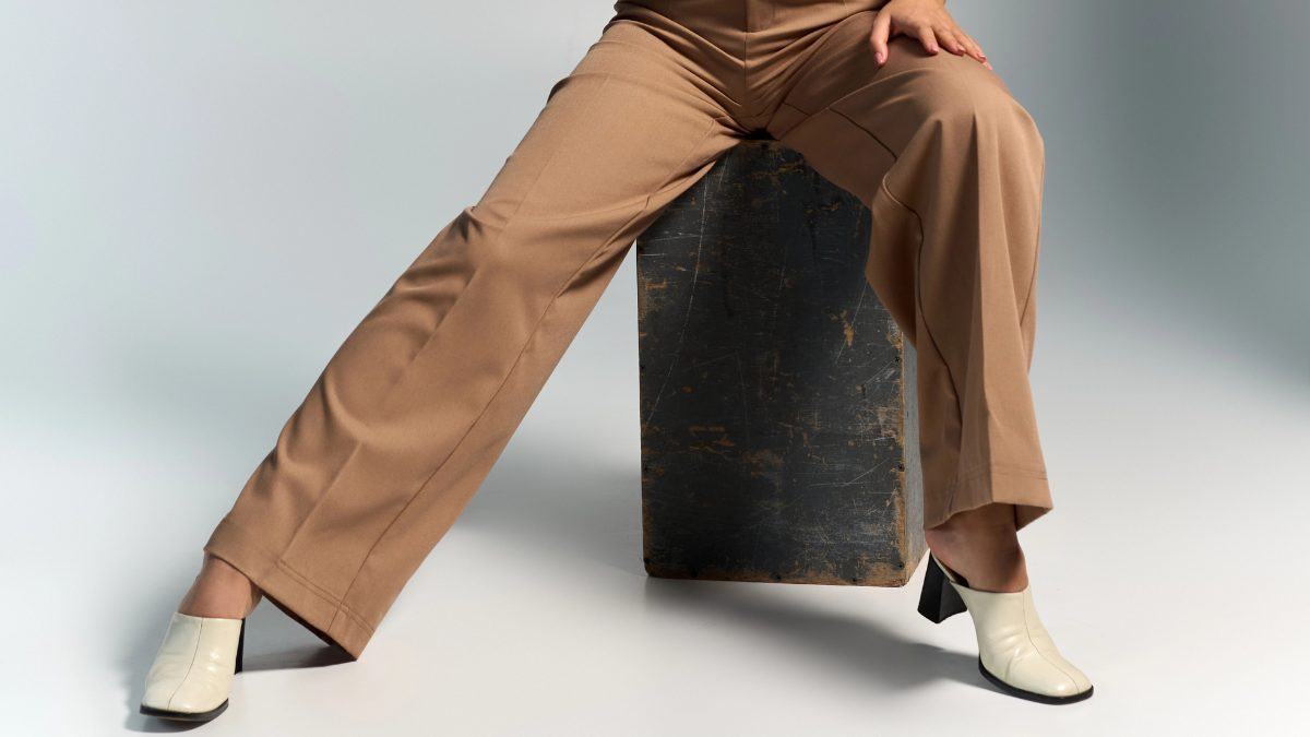 woman in wide legged pants
