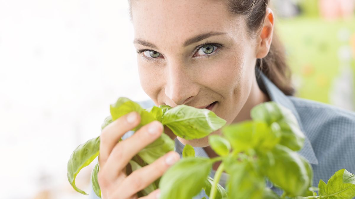 woman selling basil