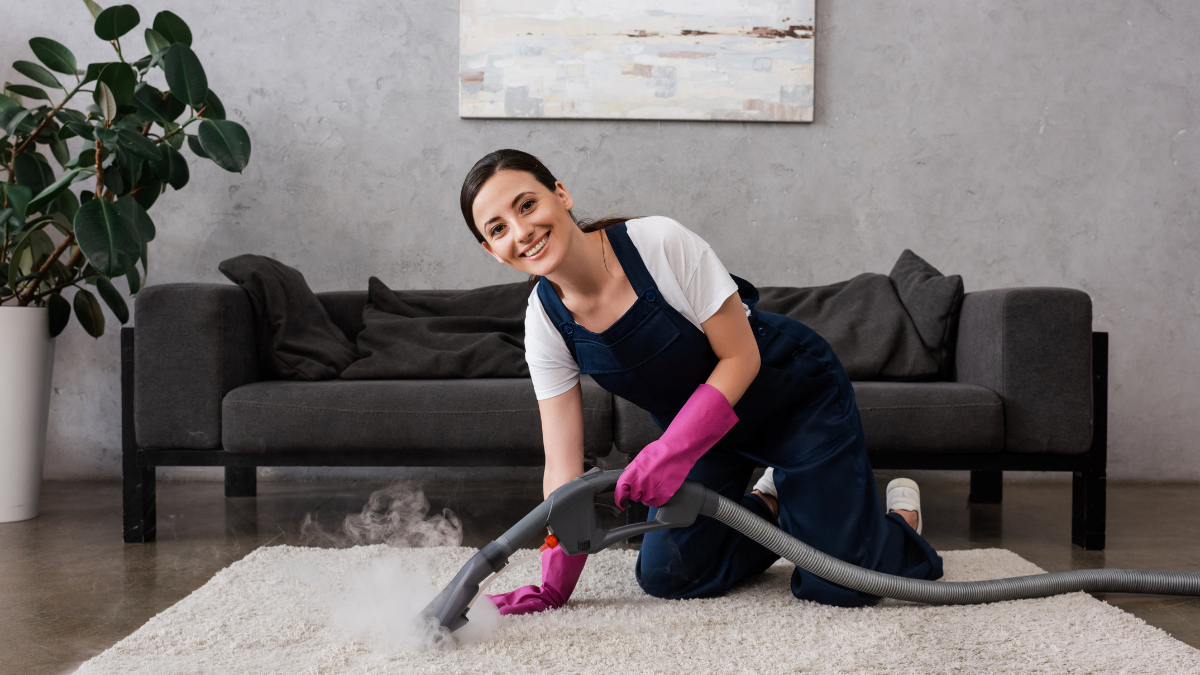 woman vacuuming