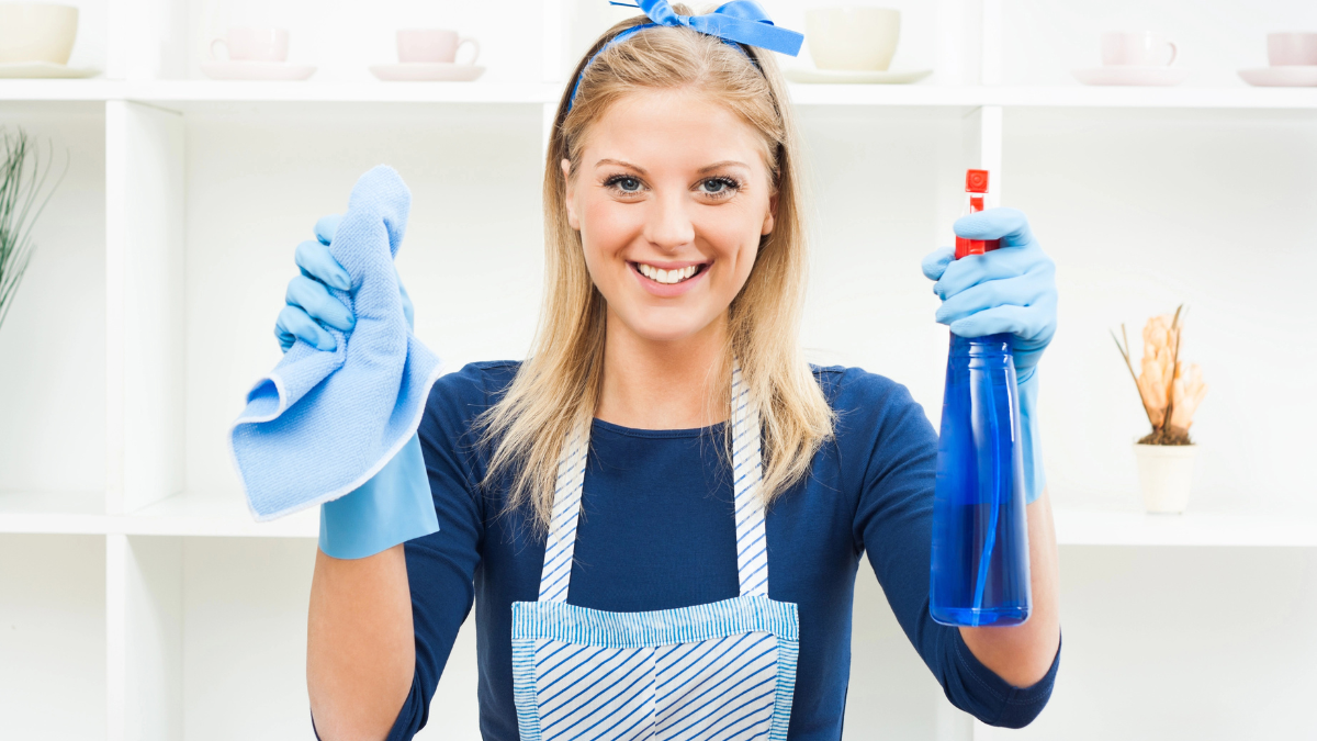 woman with cleaning materials