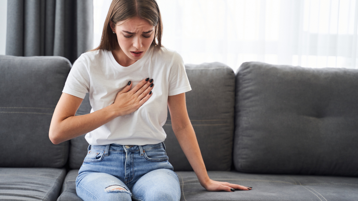 woman with chest pains