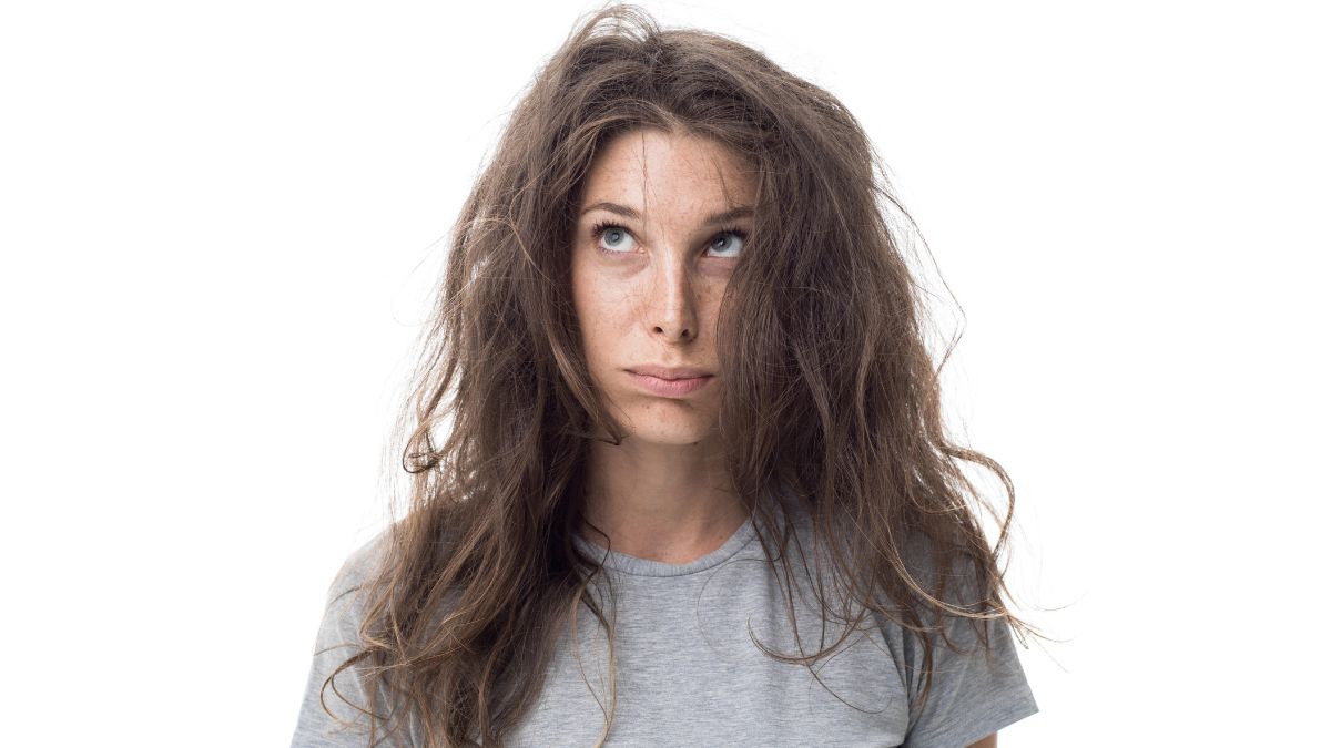 woman with messy damaged hair