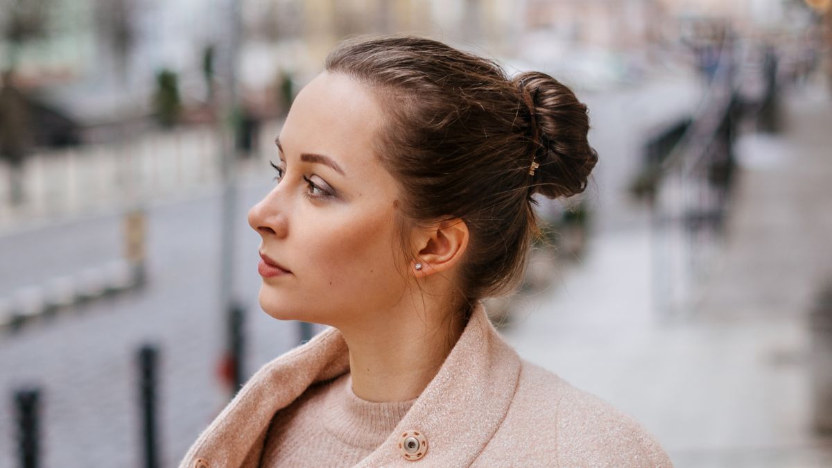 woman with tight bun
