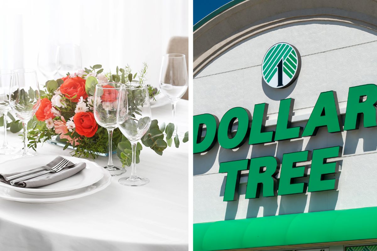 A beautiful table setting and dollar tree store sign