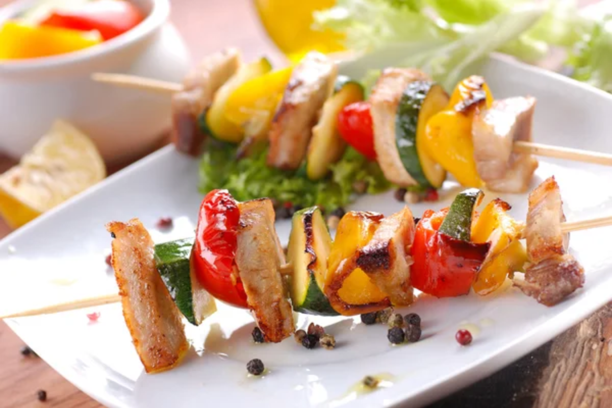 Chicken Veggie Skewers Food