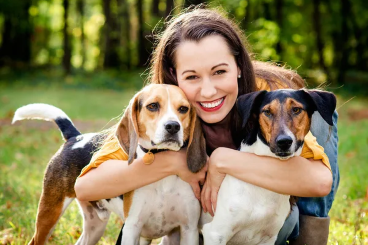Happy Woman Dogs
