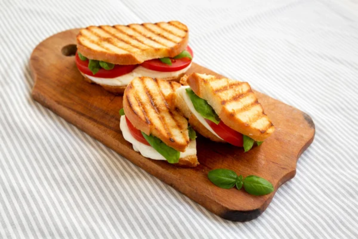 Tomato and Mozzarella Caprese Sandwich Food