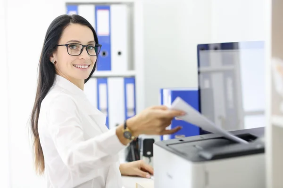 Woman Scanning Documents
