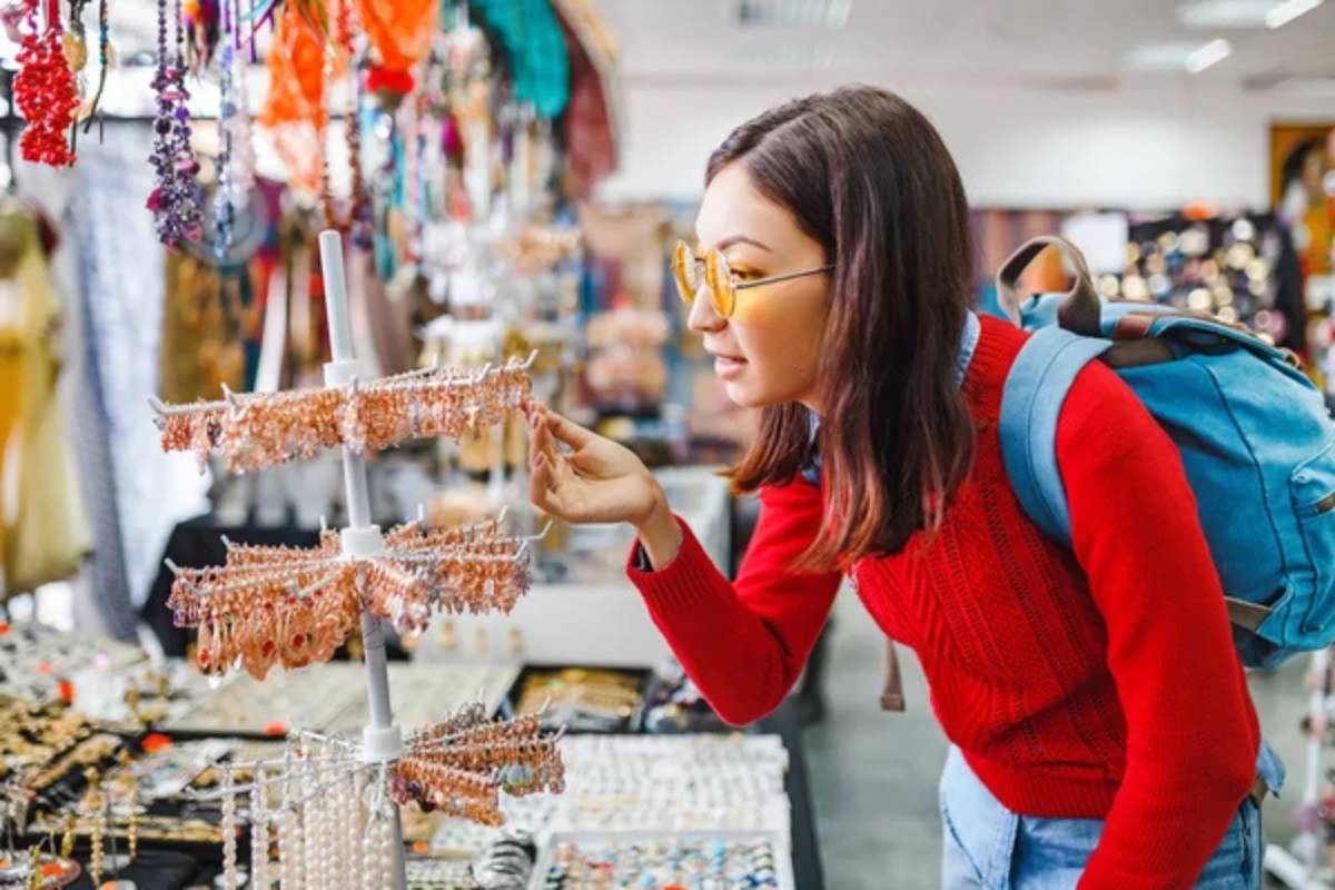 Woman Shopping Flea Market