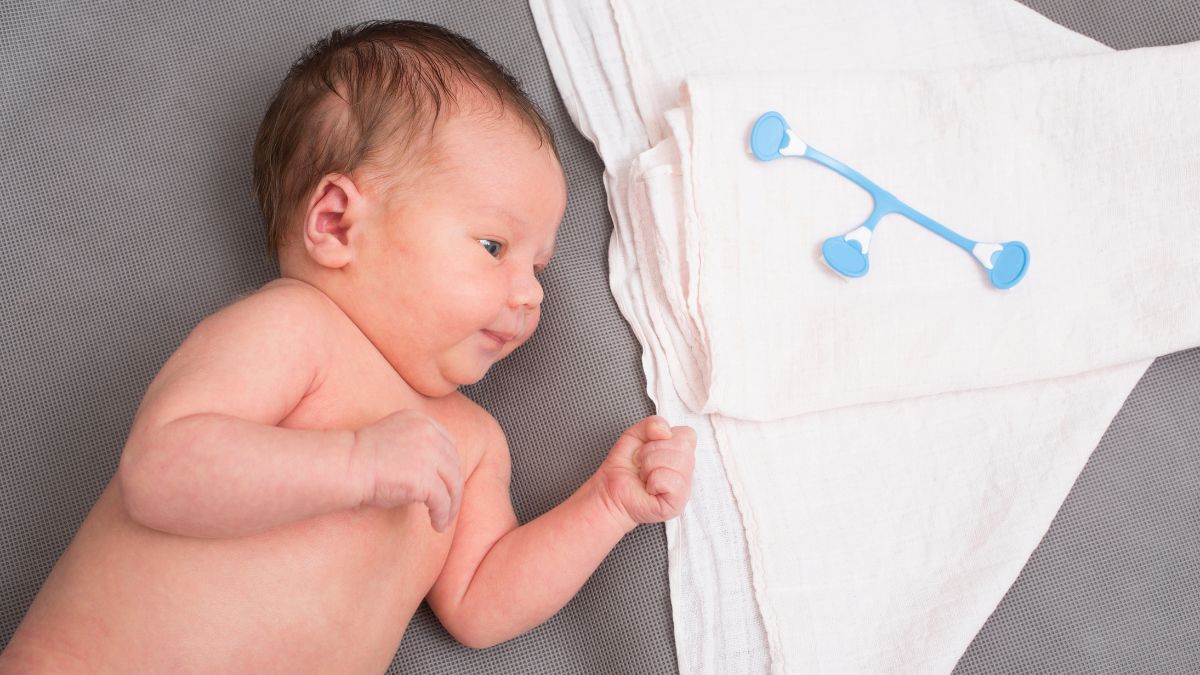baby with cloth diapers