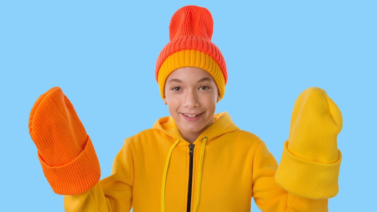 boy in warm clothes with hats