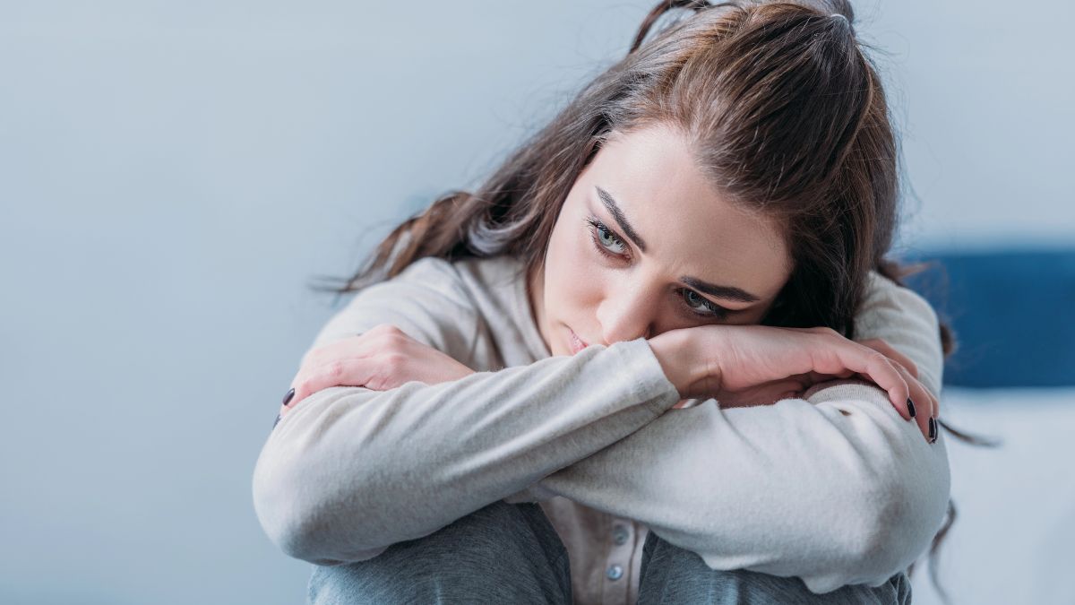 depressed woman looking stressed