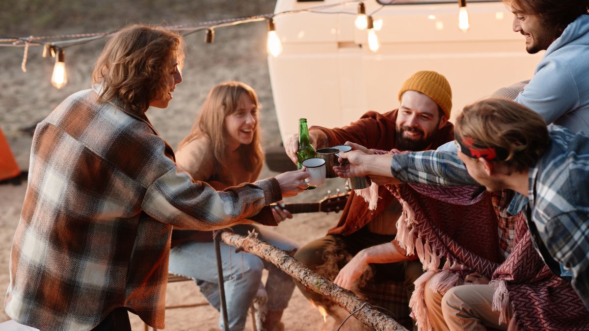 friends having party outside