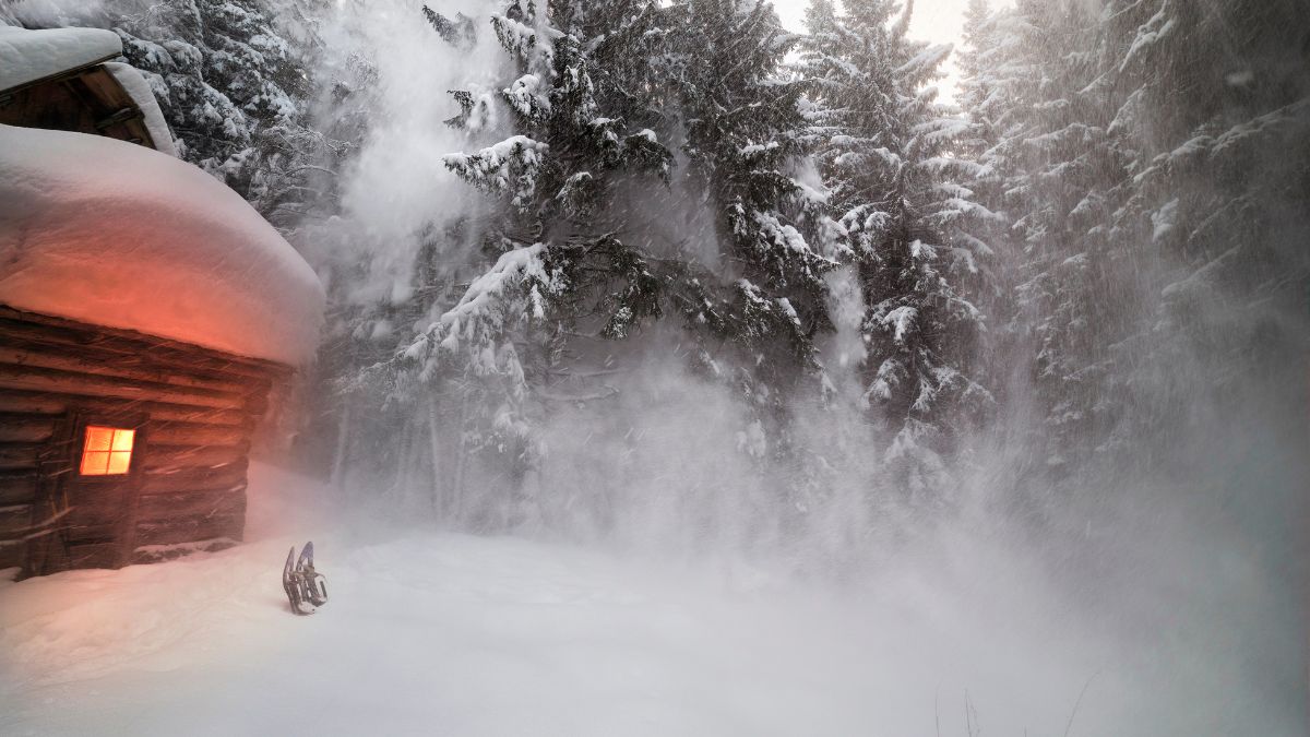 home in snow storm