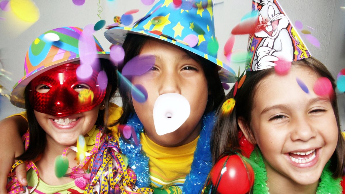 kids in party and candy costumes