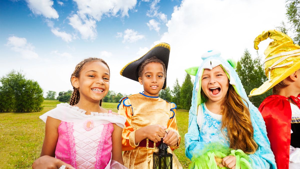 kids outside in costume