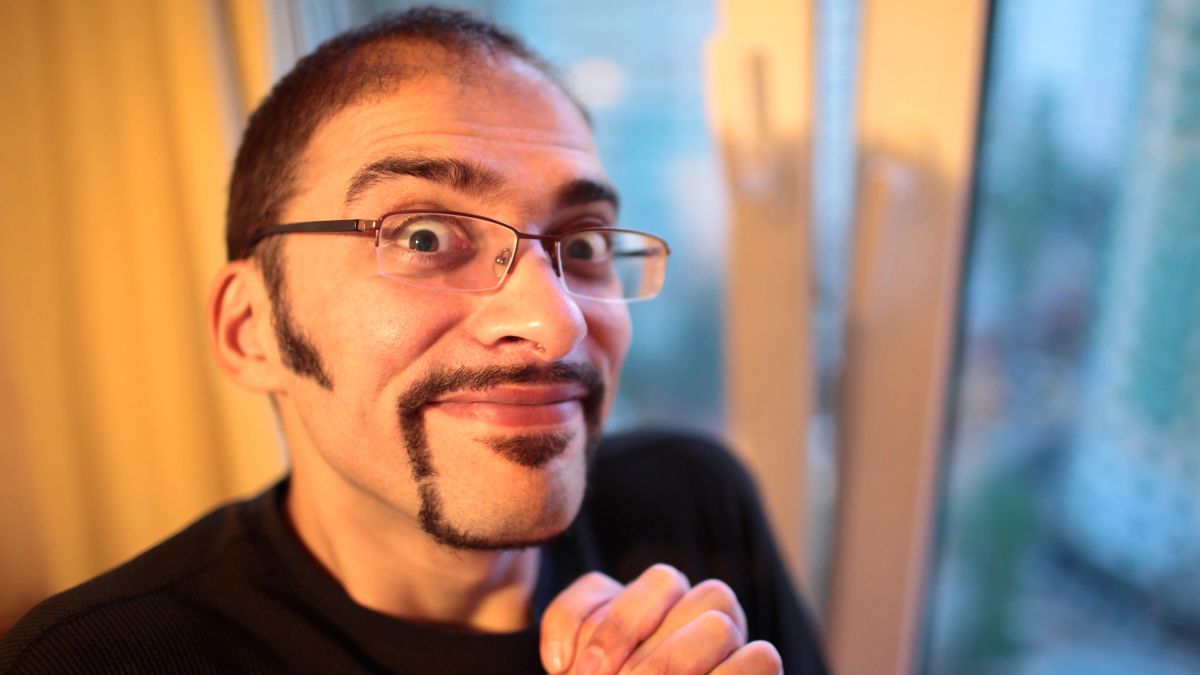 man with fake smile