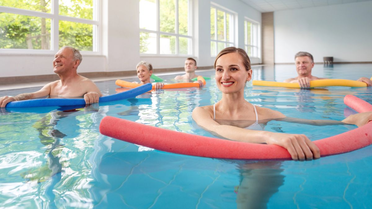 woman doing water exercise