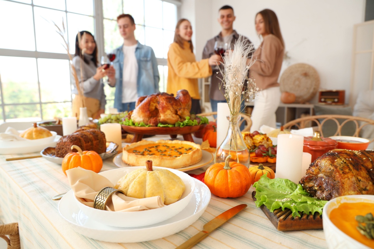Festive table setting for Thanksgiving Day dinner