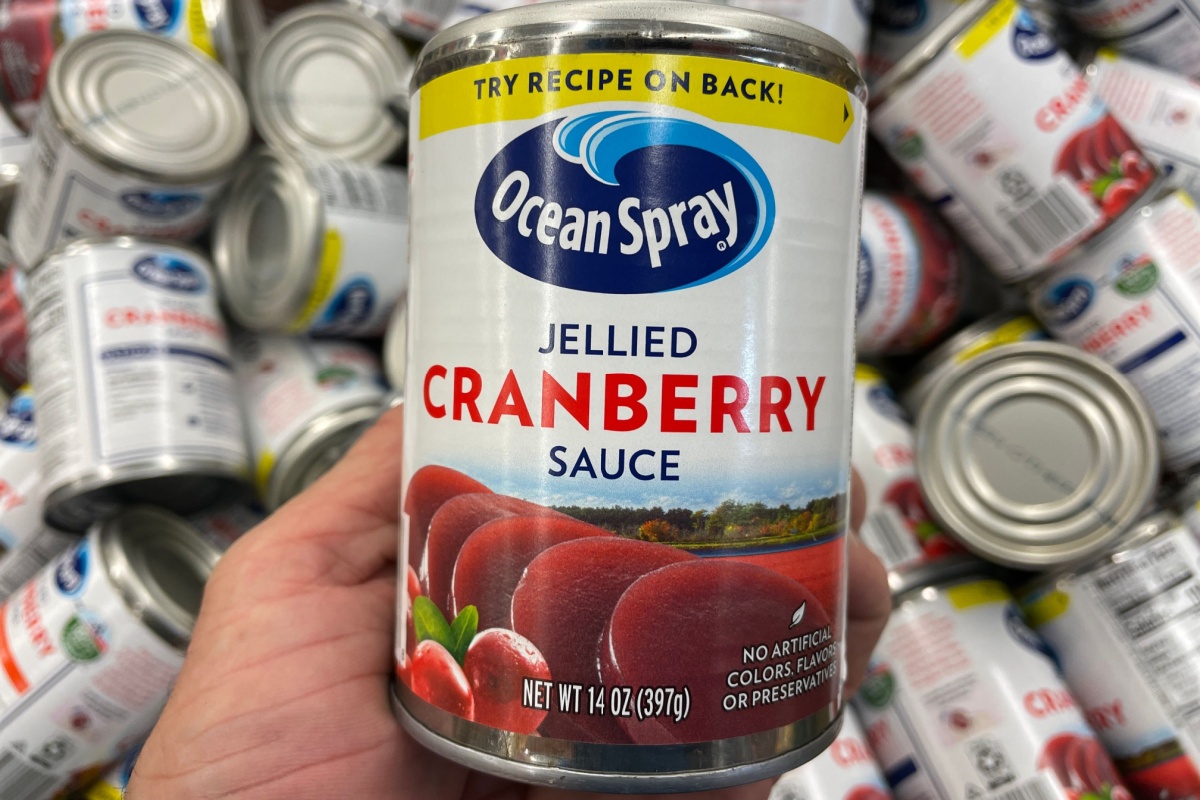 Grocery store Ocean Spray cranberry sauce in a can