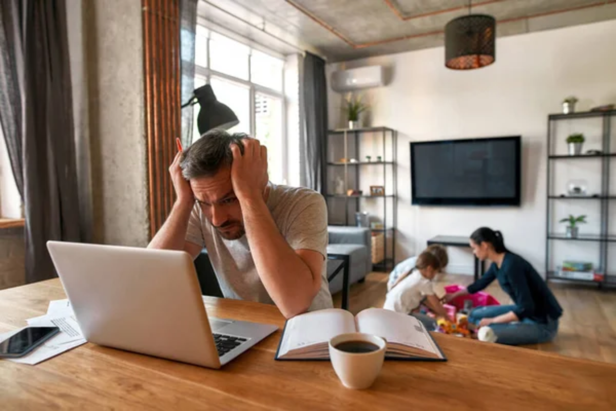 Man Kids Stressed