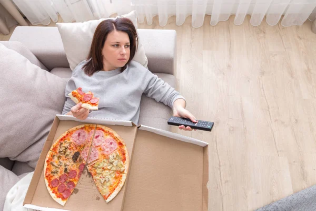 Woman Tv Sad Food