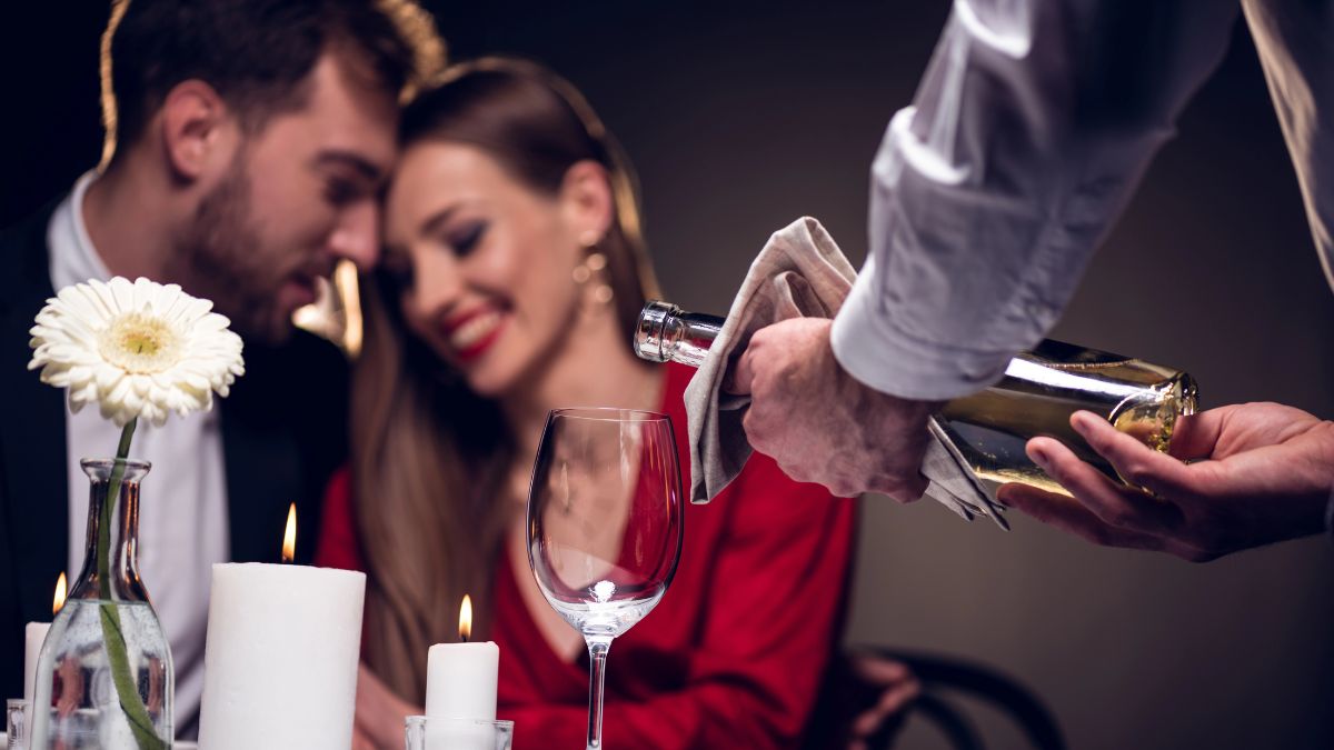 couple having romantic dinner
