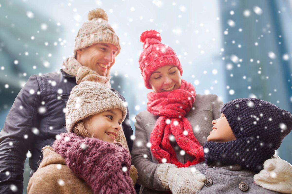 family in the snow