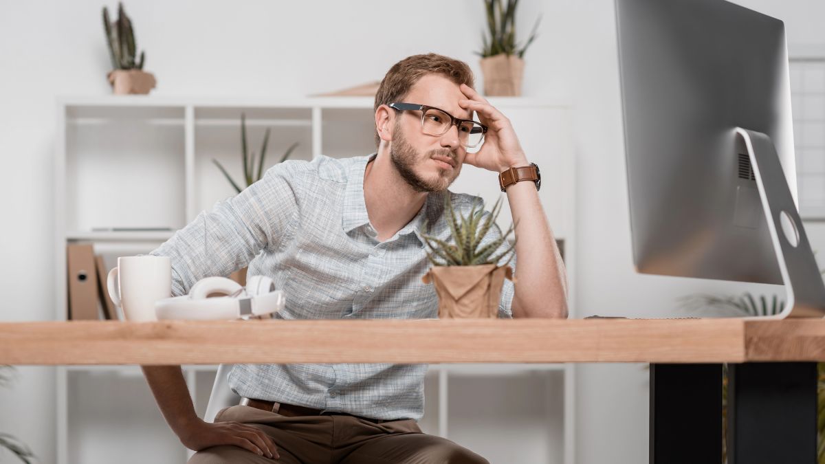 frustrated man at computer