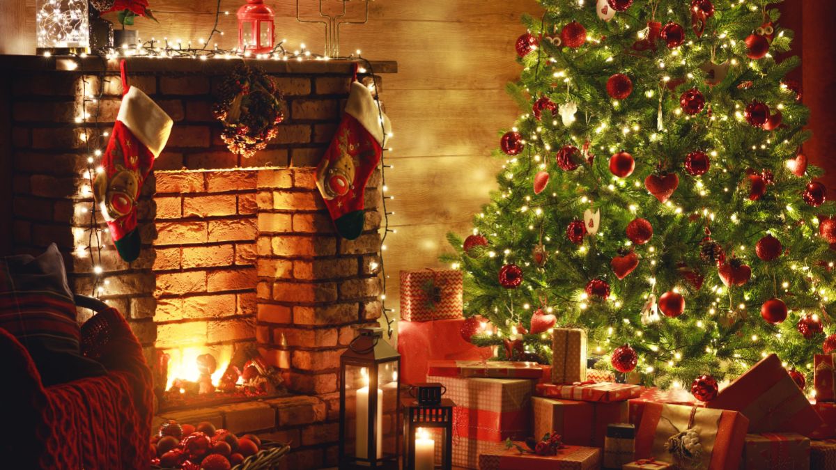 large christmas tree in house
