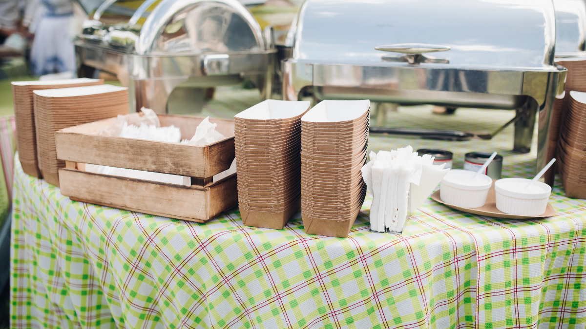 serving dishes and table