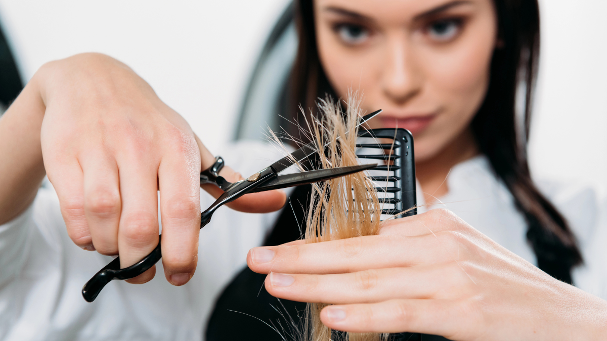 trimming hair