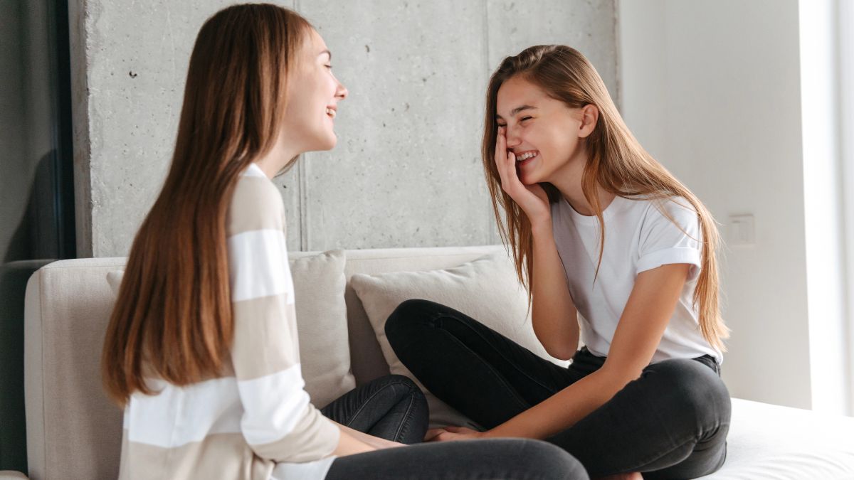 two girls talking