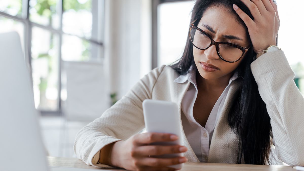 upset woman on phone